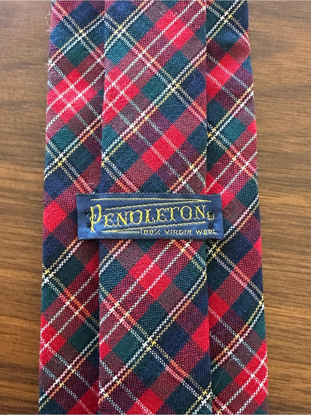 Pendleton Plaid Wool Tie in Red, Green & Navy